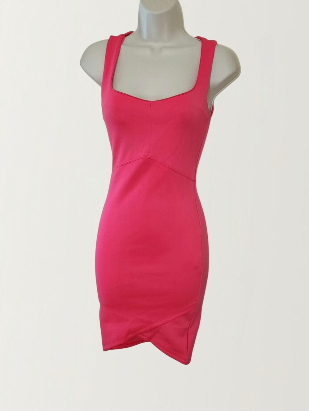 Zara Women's Hot Pink Bodycon Square Neck Sleeveless Mini Dress Size XS/S - Picture 2 of 7